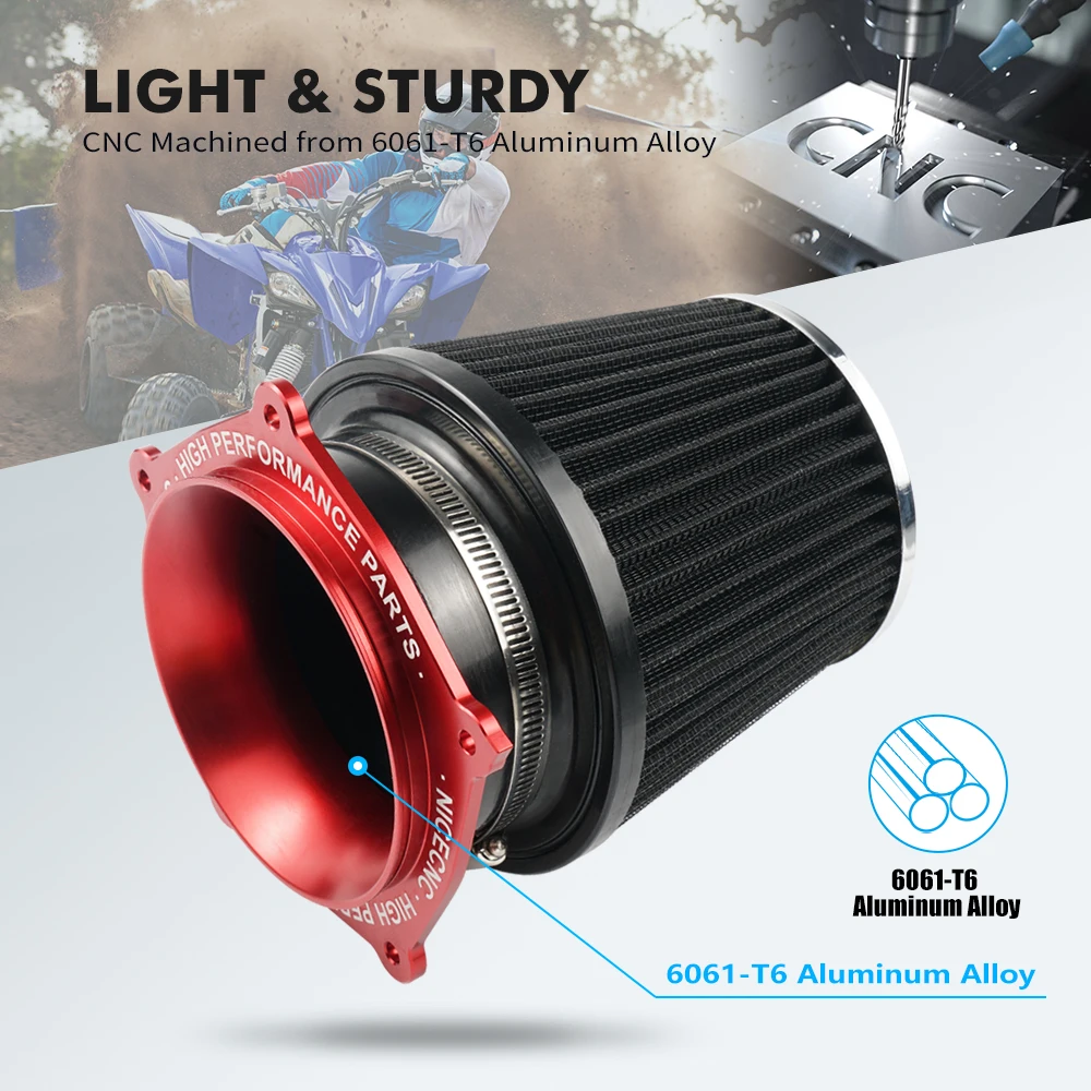 NICECNC Air Filter Airbox Adapter Protector Kit For Yamaha YFZ450 YFZ450R 2007-2024 Aluminum Intake Cover ATV Accessories