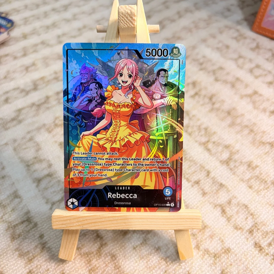 

One Piece Rebecca OP15-039 DIY Refractive Color Flash Leader Card Adventure on God's Island OPCG Anime Game Collection Card Toy