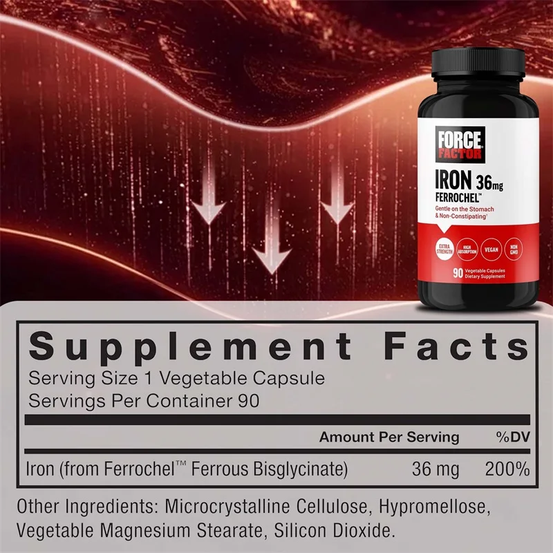 Iron Supplement - Fight Fatigue, Promotes Red Blood Cell Production, Boosts Energy Levels, Supports Brain Health, Non-GMO