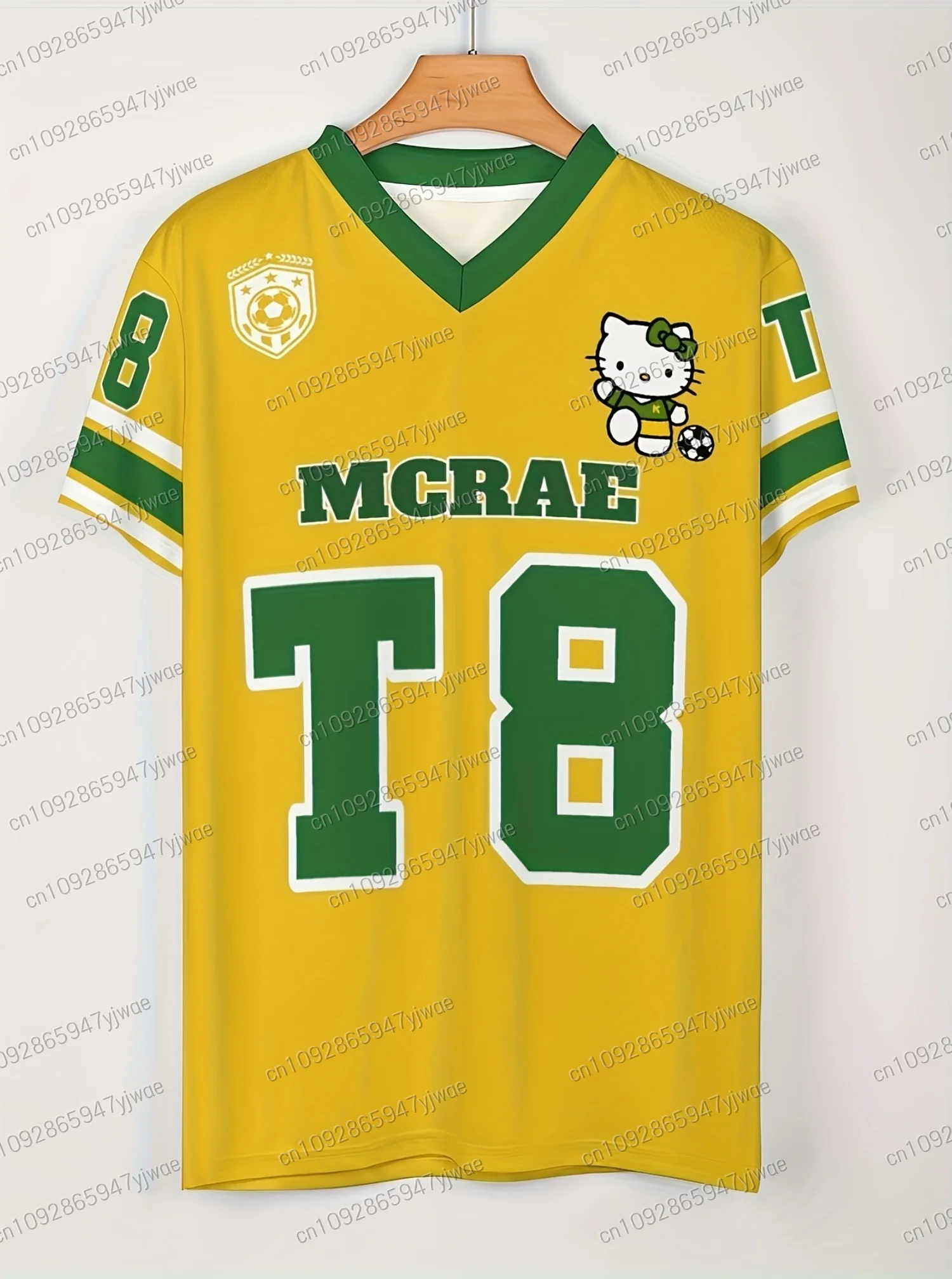 

Женская футболка из футбольного джерси hello Kitty Tate McRae T8 Miss Possessive Tour 2025, футболка с v-образным вырезом и короткими рукавами, женский уличный топ