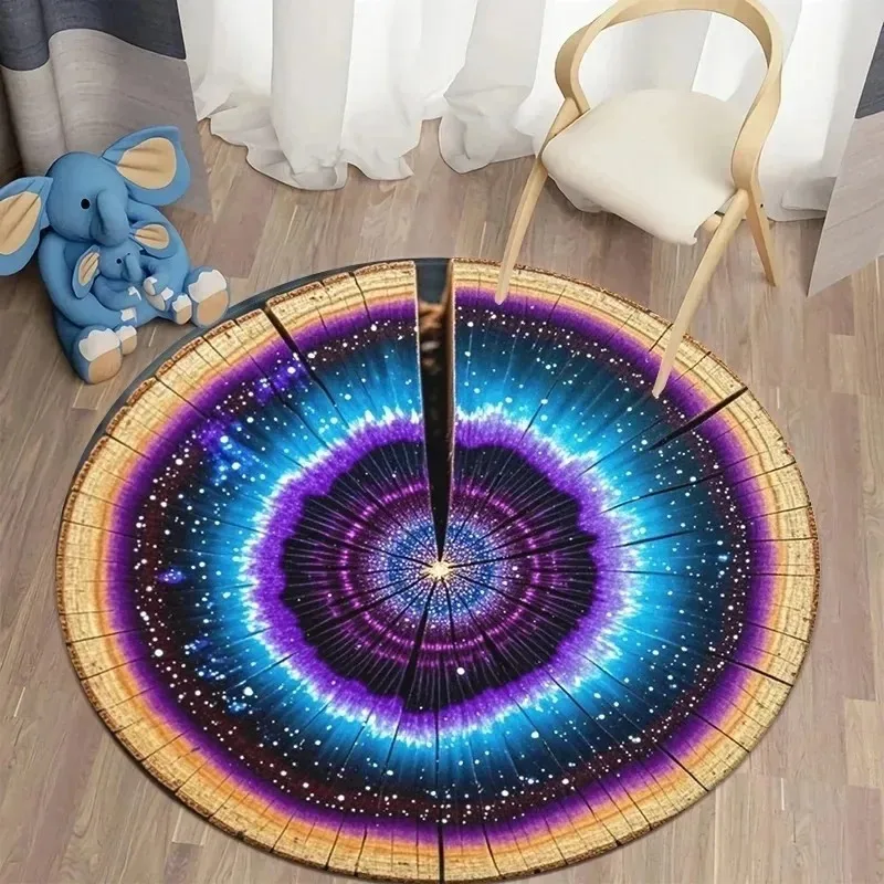 Retro Bohemian Style Round Rug Non Slip Living Room Area Floor Rug Soft Room Decor Morden Abstract Design