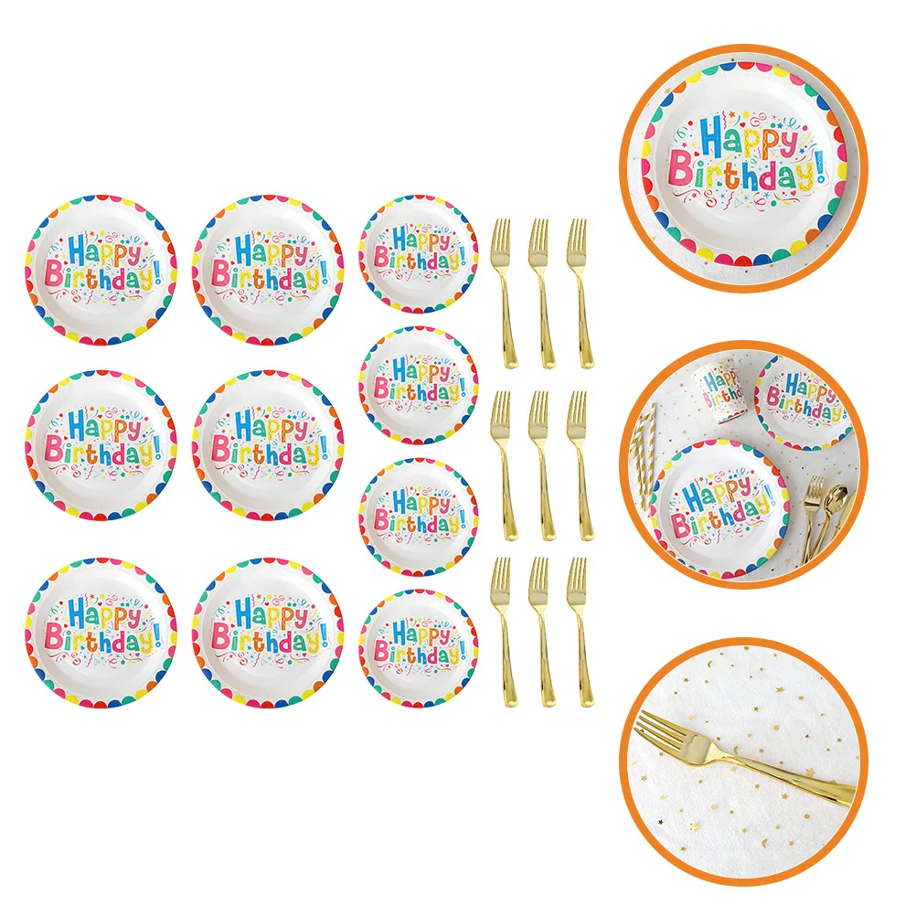 

1Set Disposable Birthday Party Paper Plates Colorful Printed Dessert Cake Plates Supplies Paper Cake Plate Party Supplies