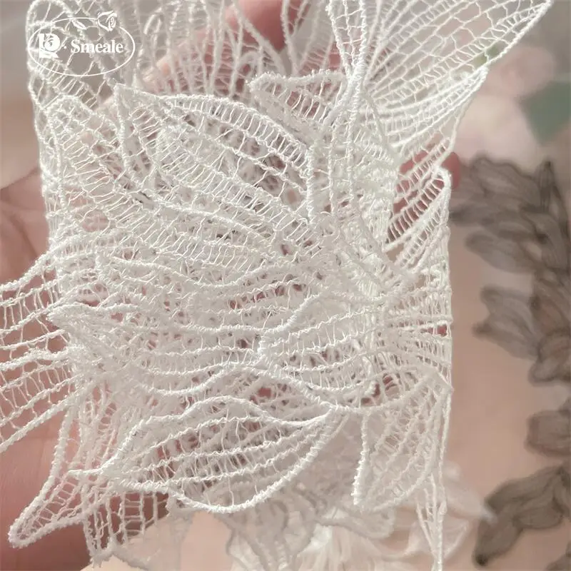 10 Stück/5 Paar Weiße Fischfaden-Blumen, Spiegelblumen-Aufnäher, DIY Handarbeit Braut-Kopfschmuck Zubehörmaterial RS252182 – Detail 3