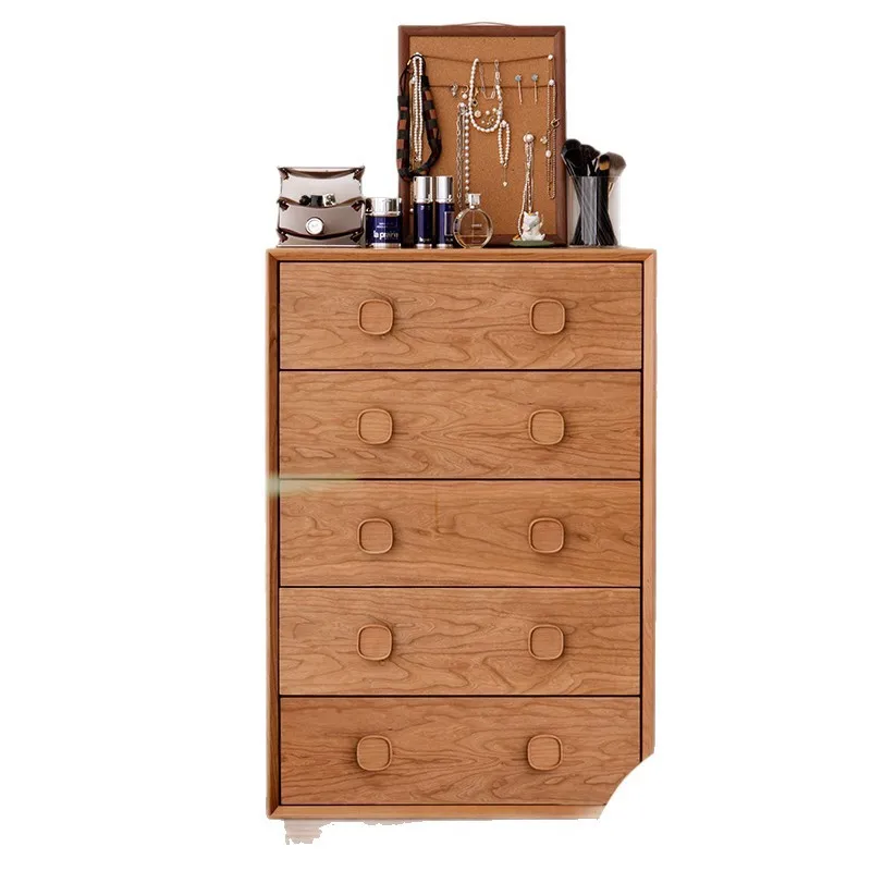 

xx-Wood 5-Drawer Multi-functional Vintage Solid Wood Storage Bucket Cabinet for Bedroom and Living Room*