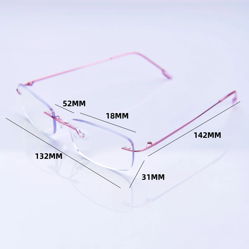 Männer Lesebrille Randlose Cut Presbyopie Brille Anti Blau Licht Schmale Quadratische Brillen Rezept Rahmen – Detail 1