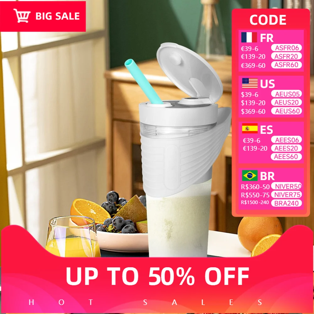 

The new portable juicer with 6 blades, USB charging, multi-functional juice, milkshake and smoothie blender is suitable for spor
