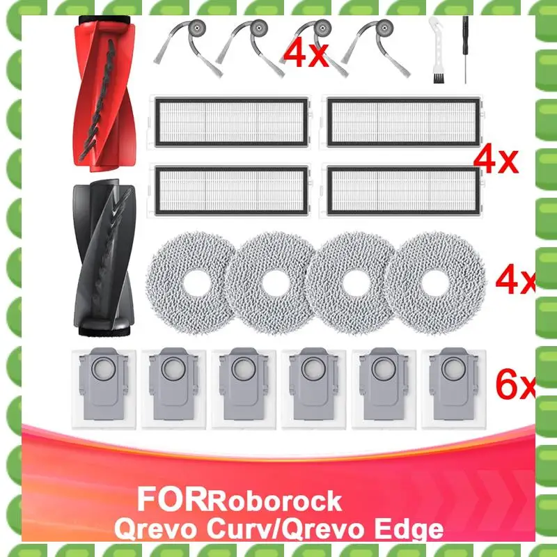 

A04V Ultimate Чистящие средства для Roborock Qrevo Curv/Edge: основная щетка, подушечки для швабры, вакуумные мешки для эффективной уборки
