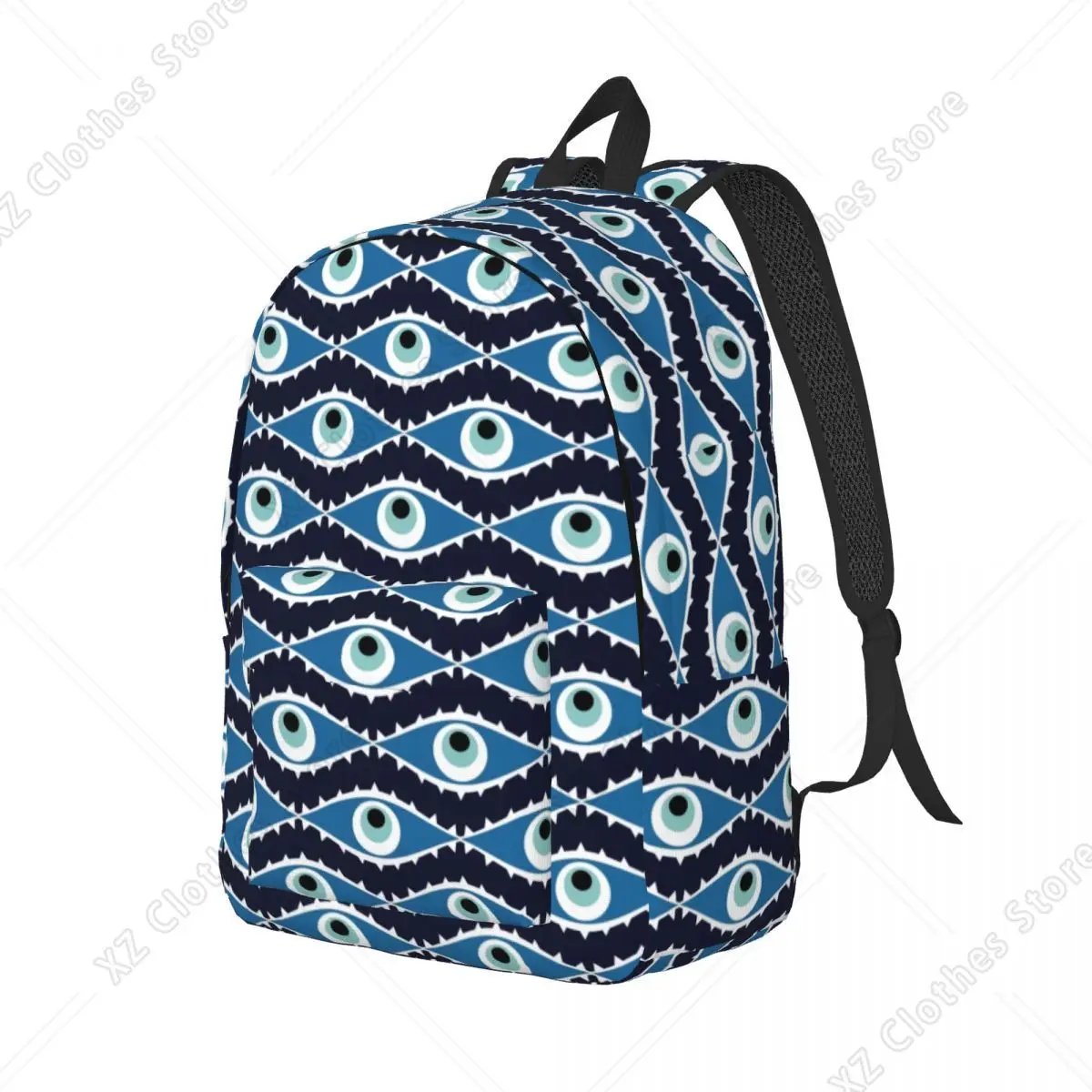 Custom Turkish Greek Evil Eye Canvas Backpack College School Student Bookbag Fits 15 Inch Laptop Mediterranean Bags