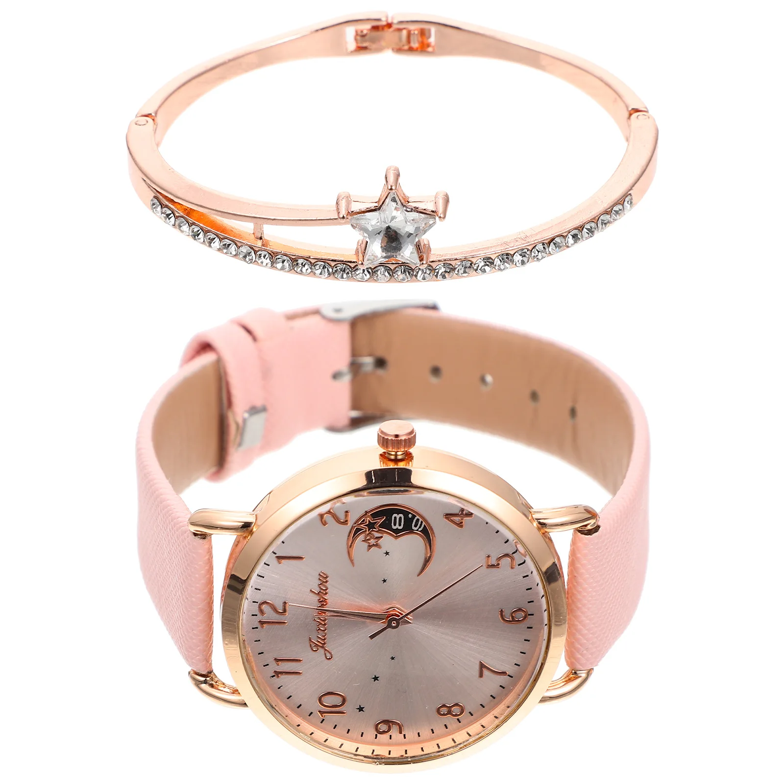 Moon Pattern Watch Bracelet Set Fashion Watches for Women Necklace Accessory Ladies Waterproof