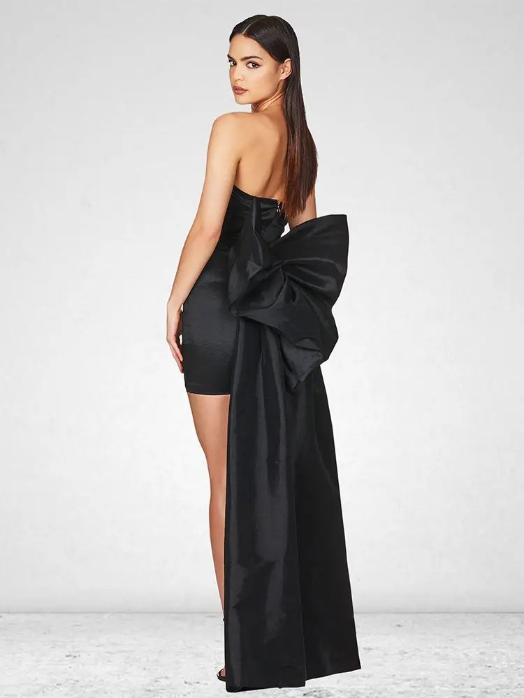 3 cores mulheres sexy strapless mini cetim vestido de festa elegante celebridade designer gravata borboleta formatura cocktail bodycon vestido