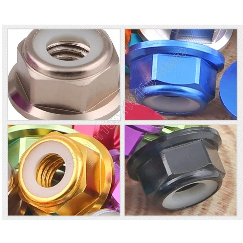 

5pcs M2 M3 M4 M5 Hexagon Aluminum Lock Nuts Anodized Colorful Aluminum Alloy Hex Nylon Insert Lock Nut Self-locking Locknut