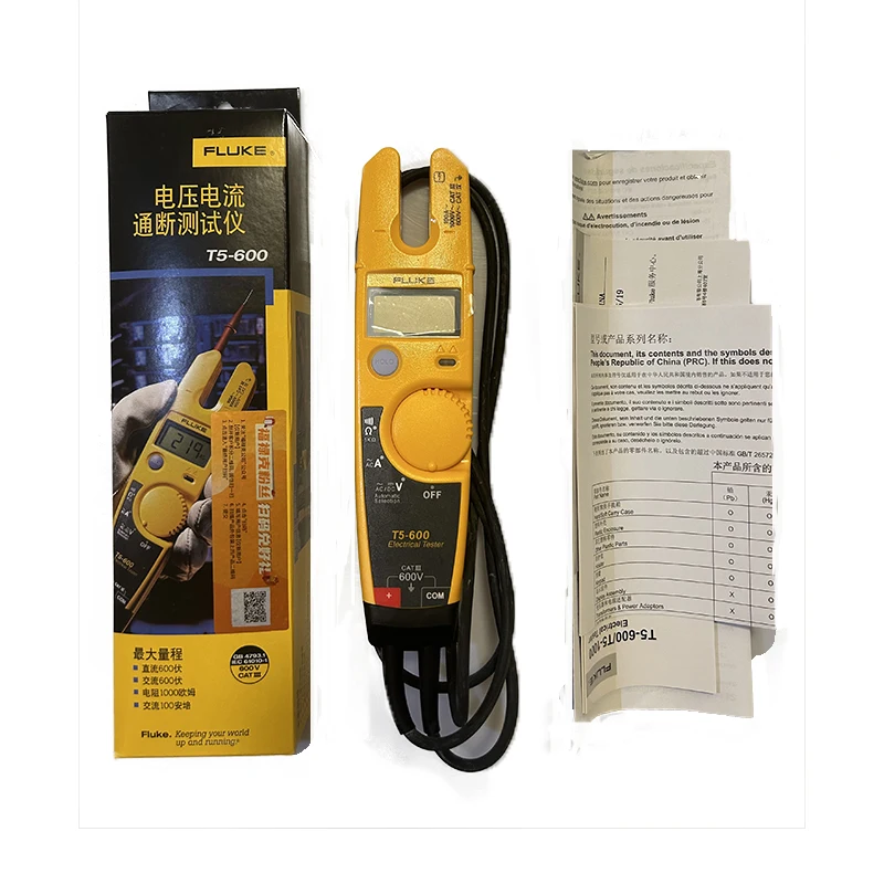 FLUKE T5-600 Clamp Meter Fluke T5 600 Electrical Tester With Soft Case Current Check Voltage Continuity and Current 600V 1000VAC