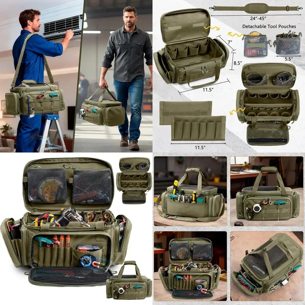 

Прочная сумка для инструментов с магнитами и съемными карманами, тактический органайзер для рабочих, многофункциональная сумка с множеством карманов для электрика