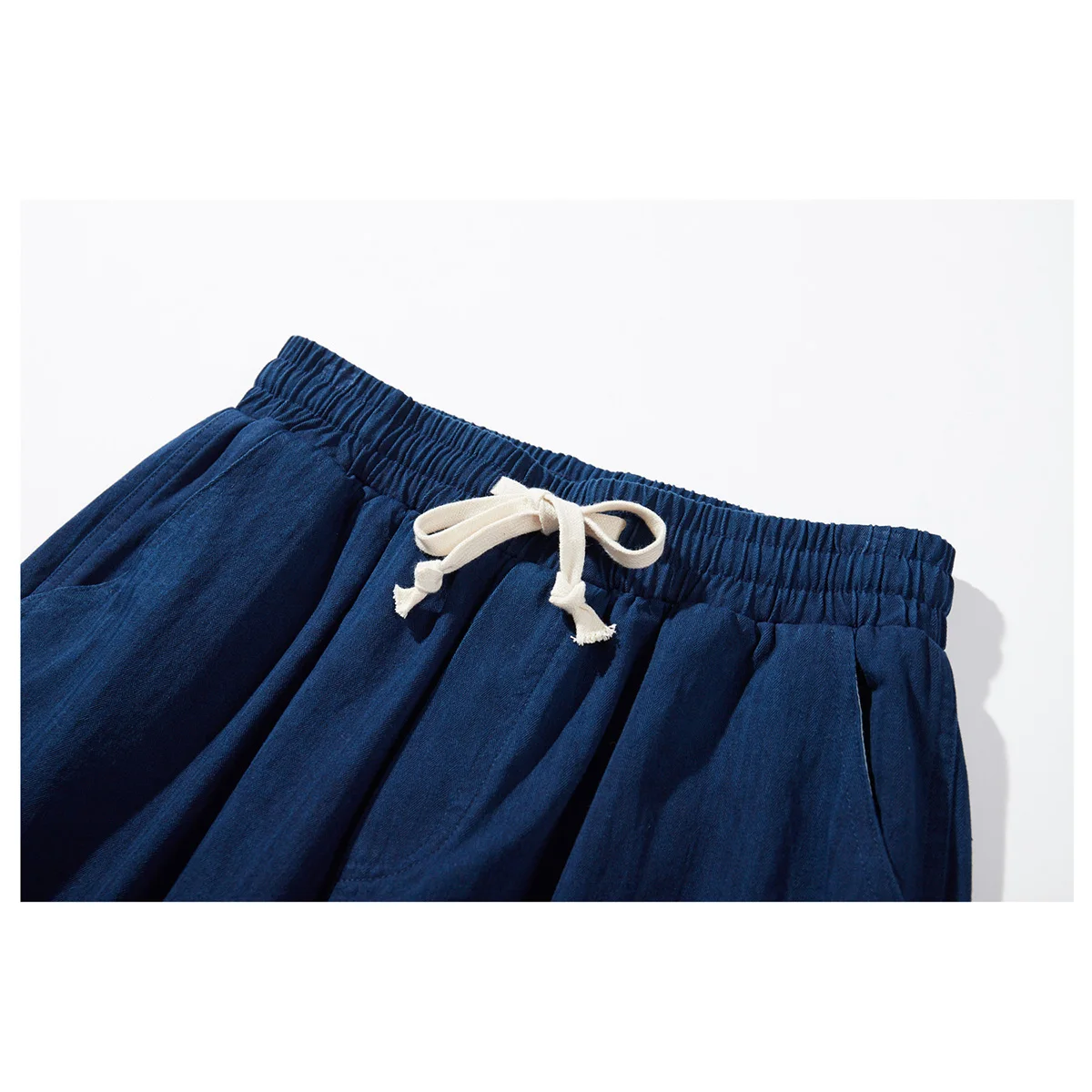 Indigo Blue Dyed Trousers Men's Summer Classic Herringbone Twill Loose Trousers Wide-Leg Trousers Cotton Washed Overalls
