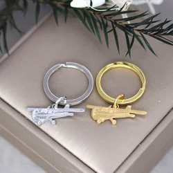 Chandler Stainless Steel Cessna Plane Pendant Key Chain Propeller Driven Aircraft Engraved Key Chain for Men and Women