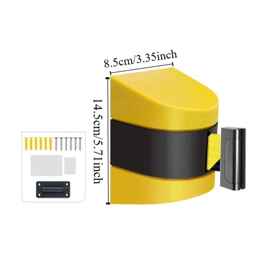 Yellow Black Striped Retractable Belt Barrier Telescopic Belt Slow Rebound Crowd Control Barrier Easy To Assemble 2/3/5M