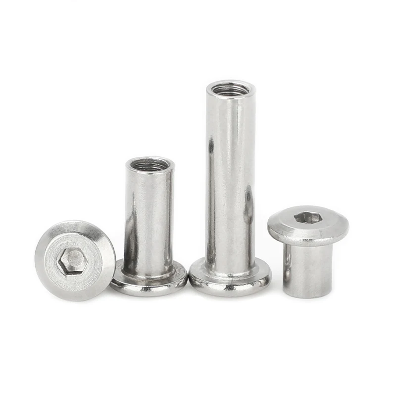 M3 M4 M5 M6 M8 Stainless Steel Flat Hex Hexagon Socket Head Furniture Rivet Connector Insert Joint Sleeve Cap Nut