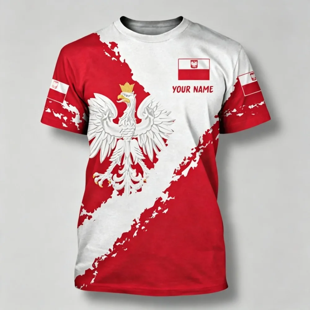 Poland White Eagle 3D Print T Shirt Men Women Vintage Polish Flag National Emblem Short Sleeve Tee Summer Casual Streetwear Tops