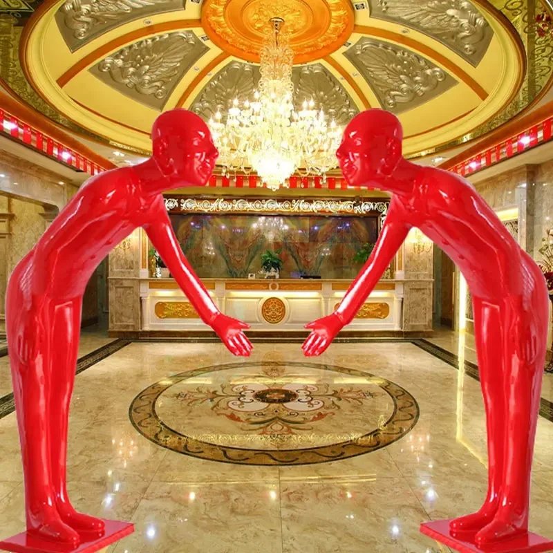 

FRP bow welcome figure sculpture sales office hotel ktv shopping mall exhibition hall art floor lamp ornament