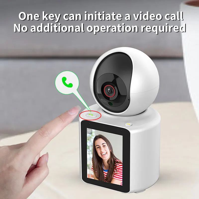 2.8Inch IPS Screen Tuya APP 2MP 1080P One Key Call  PTZ IP Dome Camera AI Humanoid Detection Wide Angle CCTV Monitor
