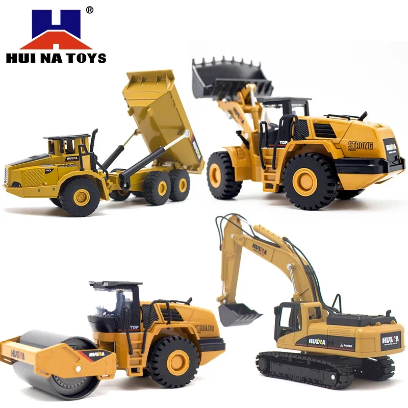 Huina 1:50 static mixer dump truck loader roller engineering vehicle suit excavator model children\'s toy engineering alloy model