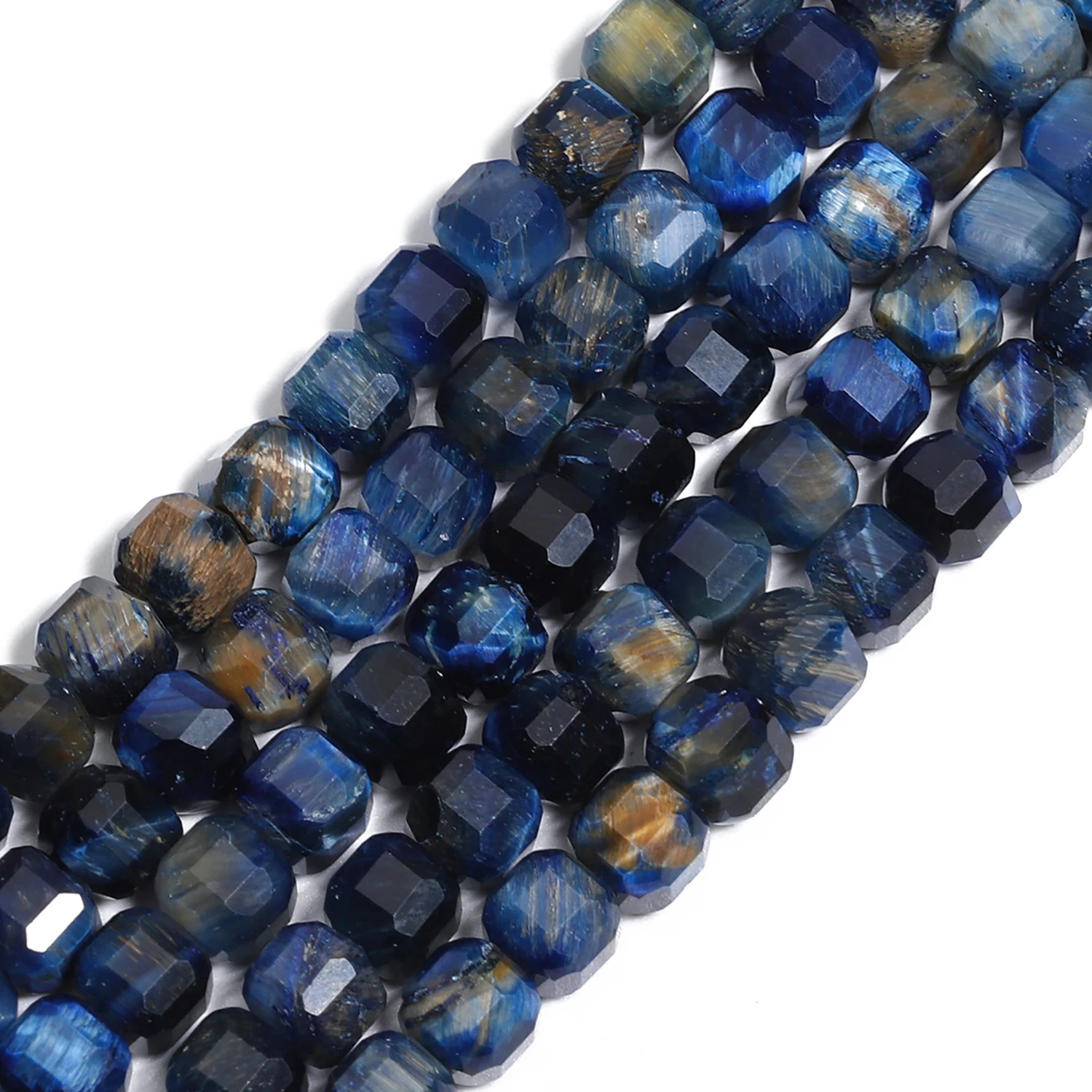 6 mm 8 mm lackblaue Tigerauge-Quadratperlen, facettiert, DIY-Armband aus Naturstein, Halskette, lose Perlen für die Schmuckherstellung – Detail 8