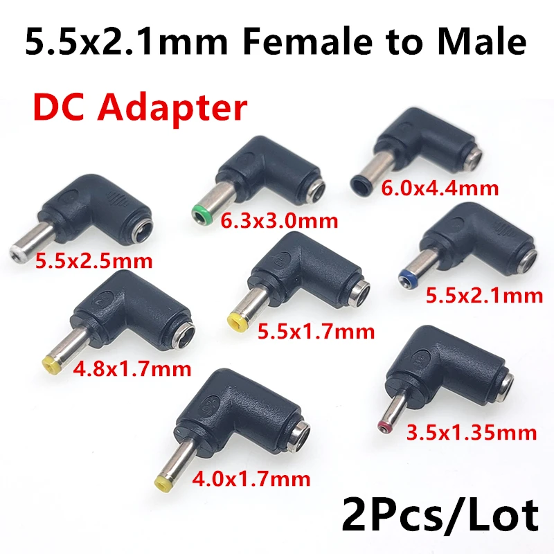 

1/2/5Pcs DC Power Adapter 5.5x2.1mm Female Jack to 3.5x1.35 4.0x1.7 4.8x1.7 5.5*2.1 5.5x2.5 6.3x3.0 6.0x4.4mm Male DC Connector