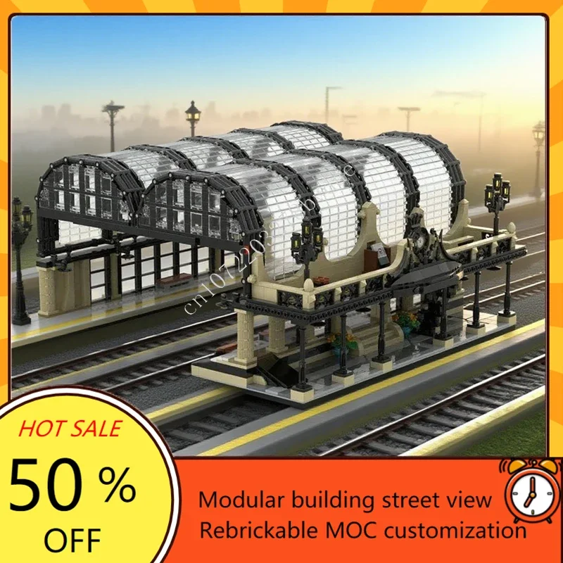 2572PCS Grand Train Station Model Moc Puzzles DIY Assemble Transportation Architecture Display Birthday Xmas Toys Christmas Gift
