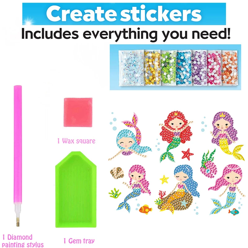 12 Creëer een grote edelsteen Diamond Painting Sticker Kit Art Craft Girls Boys Unicorn Animal Sealife Magical Mozaic Dot Sticky Toys Gifts