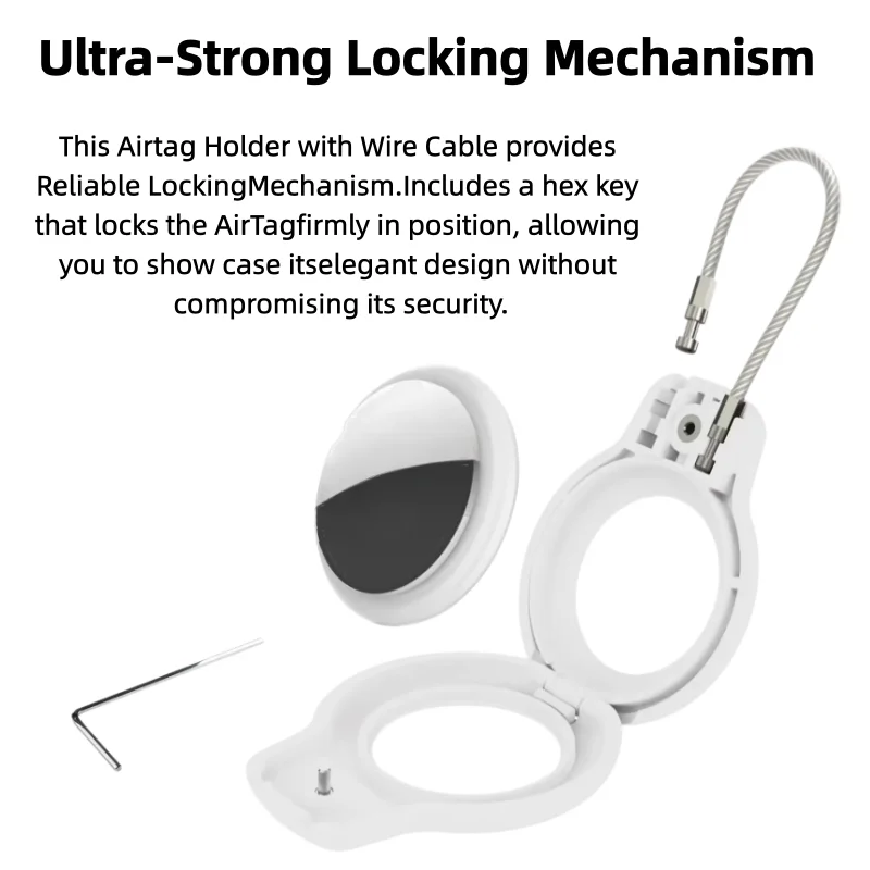 GITFOS for Apple Airtag Case Hard Plastics Holder Anti-Loss Keychain With Steel Cable For Pets Collar Backpack Luggage Tag
