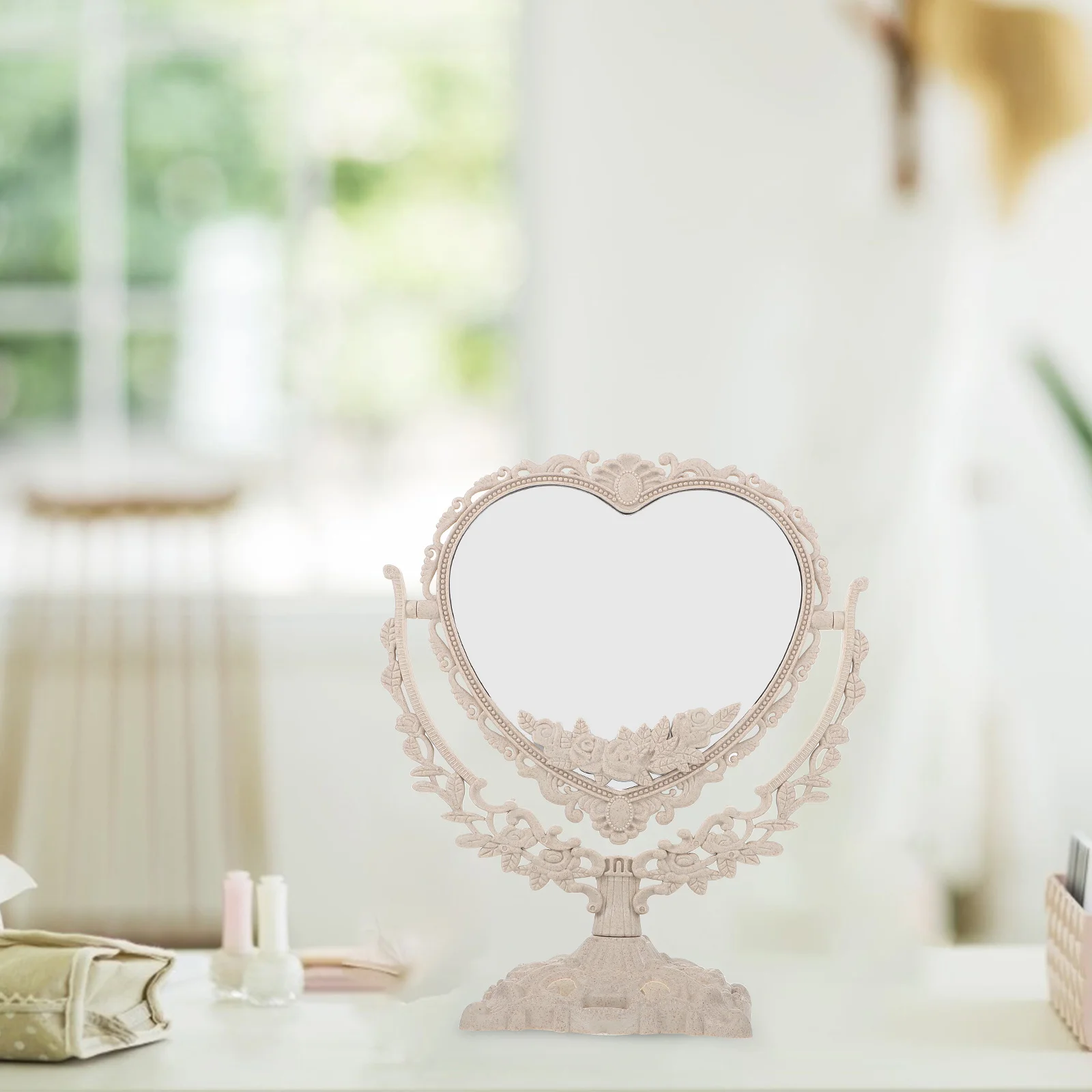 1 قطعة مرآة ماكياج أنيقة السلس عالية الوضوح سطح المكتب مرآة للحمام غرفة نوم منضدة الزينة #4