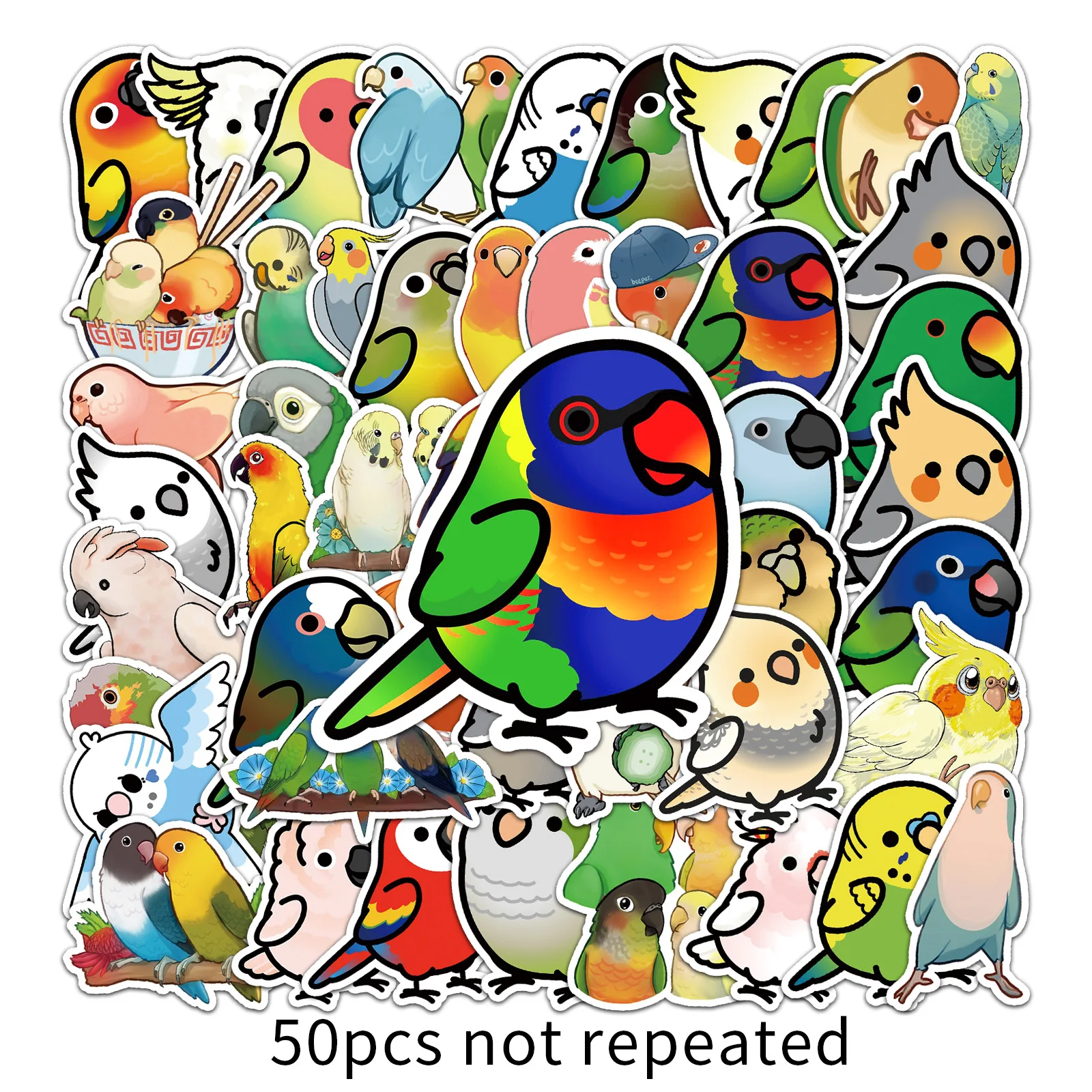 10/30/50pcs Kawaii Parrot Bird Graffiti Stickers Trave NoteBook Phone Taptop Guitar Graffiit Sticker Gift for Kid Toy Wholesale