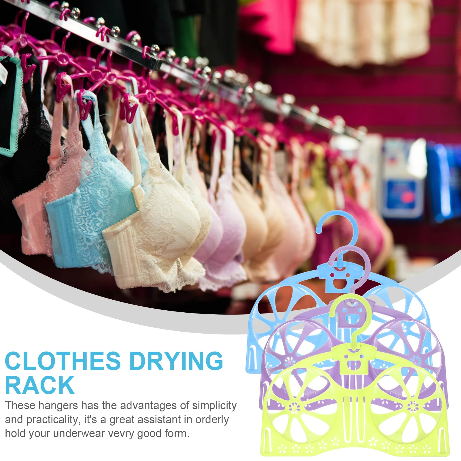 

3Pcs Underwear Hanger Rack Bra Drying Rack PP Plastic Anti-Deformation Storage Organizer Clothes Hanging Laundry Accessory