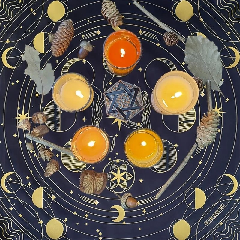 

Moonphase Pattern Tarot Tablecloth Astrology Witchcrafts Deck Cloth Decoration