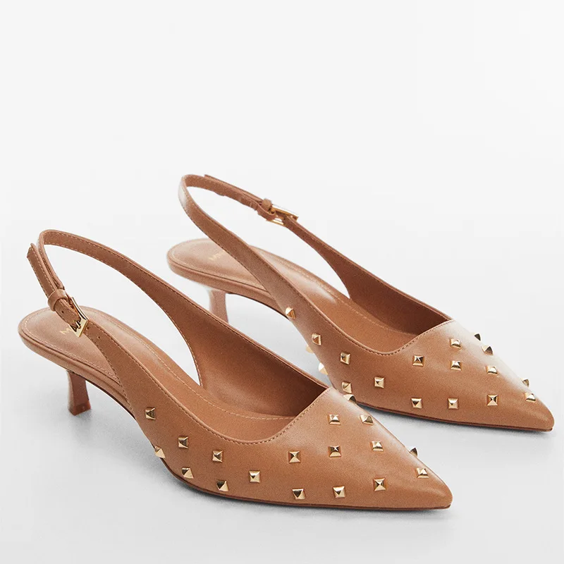 

2025 autumn new arrivals: women's studded slingback pointed-toe high heels, stiletto heels, and buckled mules