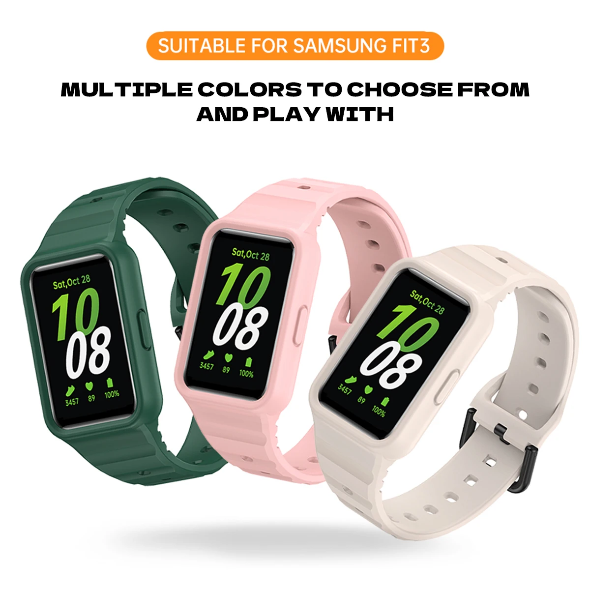 Silikonarmband + Hülle für Samsung Galaxy Fit 3 Smartwatch, Ersatz-Stoßfänger-Schutzhülle für Samsung Galaxy Fit3 Bandzubehör