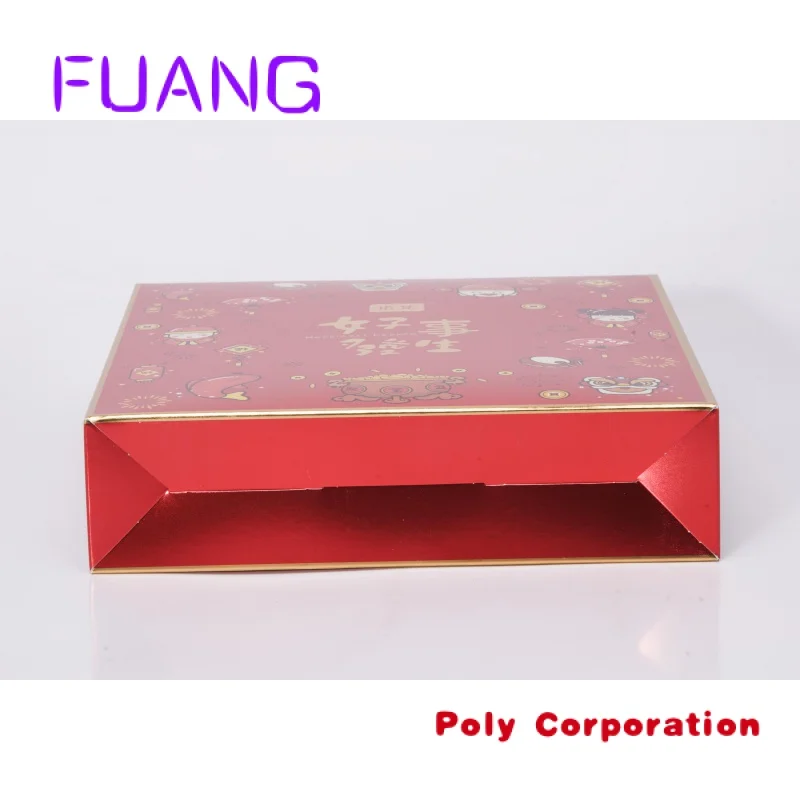 Custom  Custom logo luxury recycle red paper box Christmas packaging shipping boxes with gold logopacking box for small business