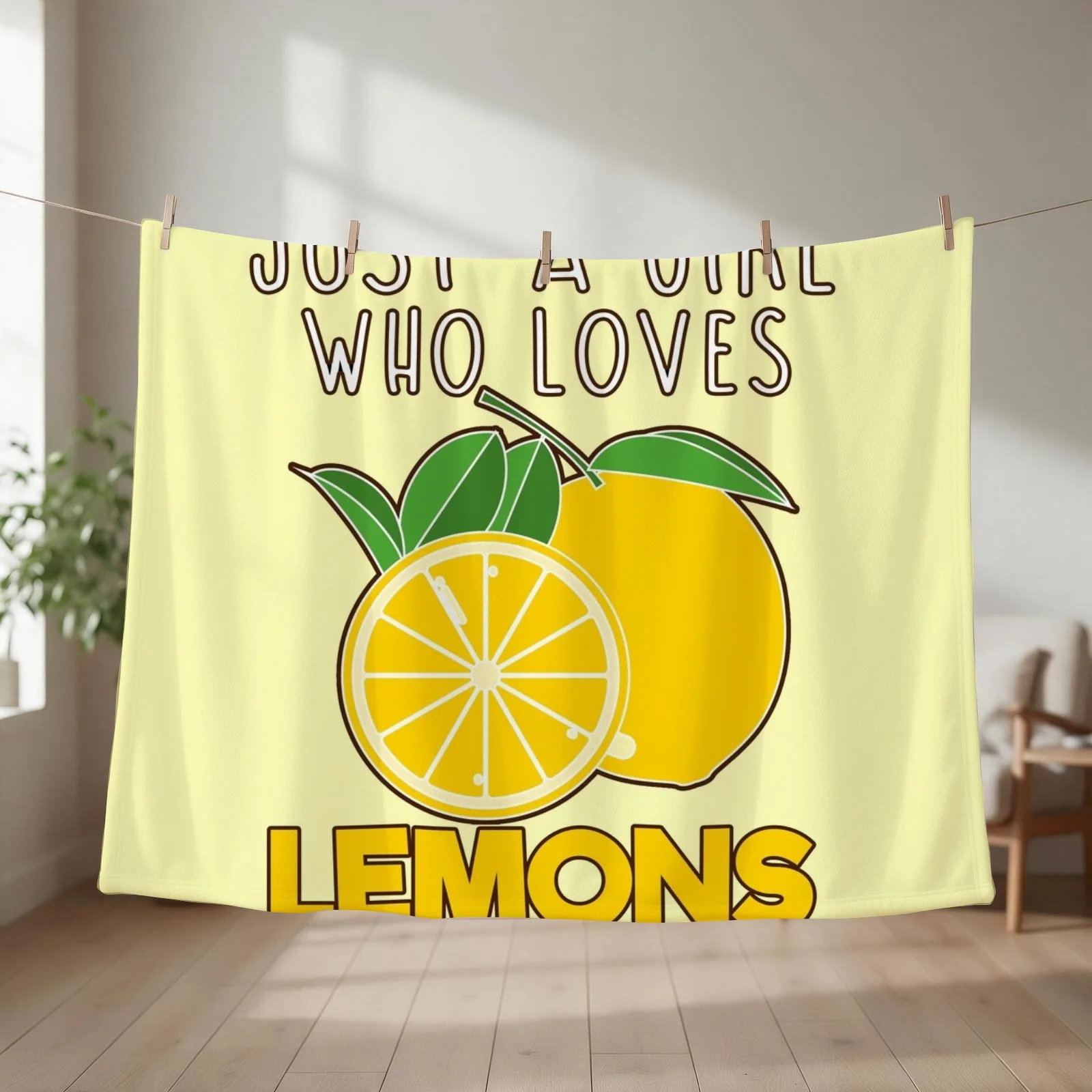 Just A Girl Who Loves Lemon. Throw Blanket couch cozy soft plush fuzzy picnic outdoor blanket