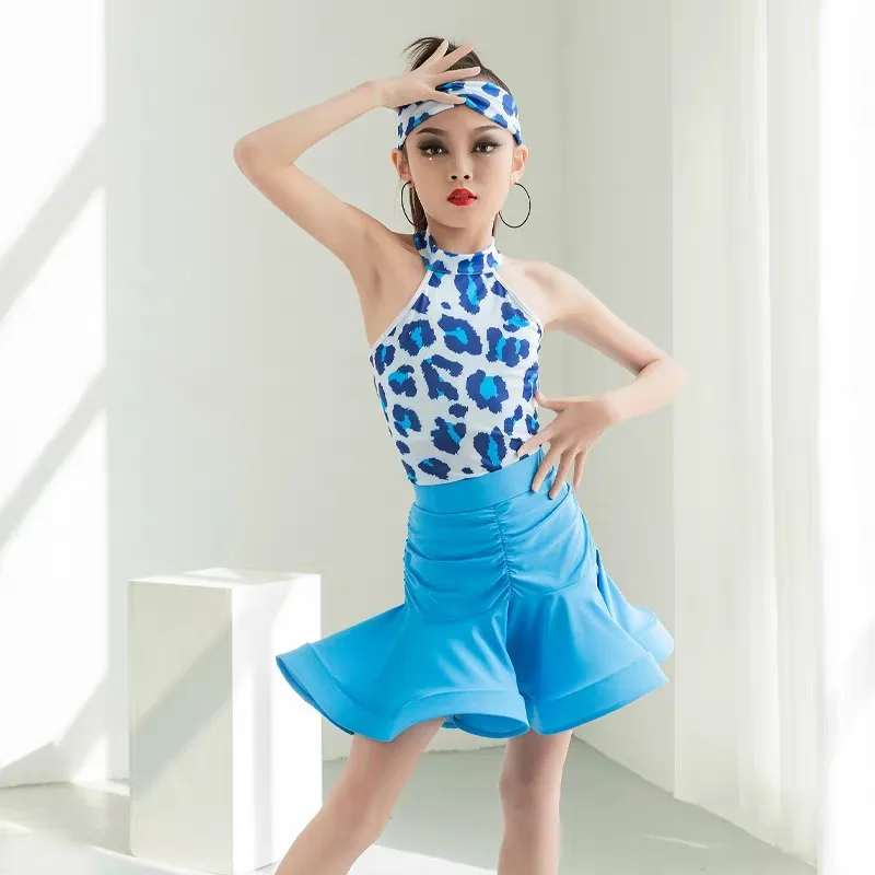 Children's Latin Dance Costume for Professional Competition Girls' Large Swing Dress New Children's Latin Training Performance