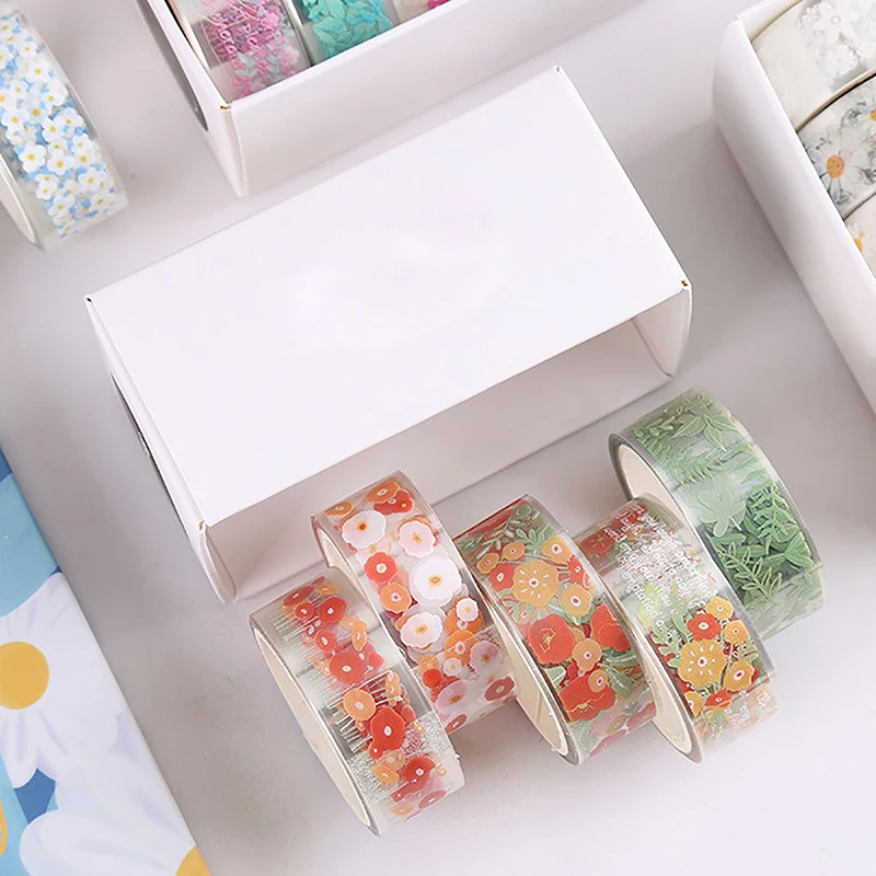 5 Rolls Kawaii Transparent Sticker Tape DIY Decorative Material Tape Sketchbook Stickers School Supplies Stationery