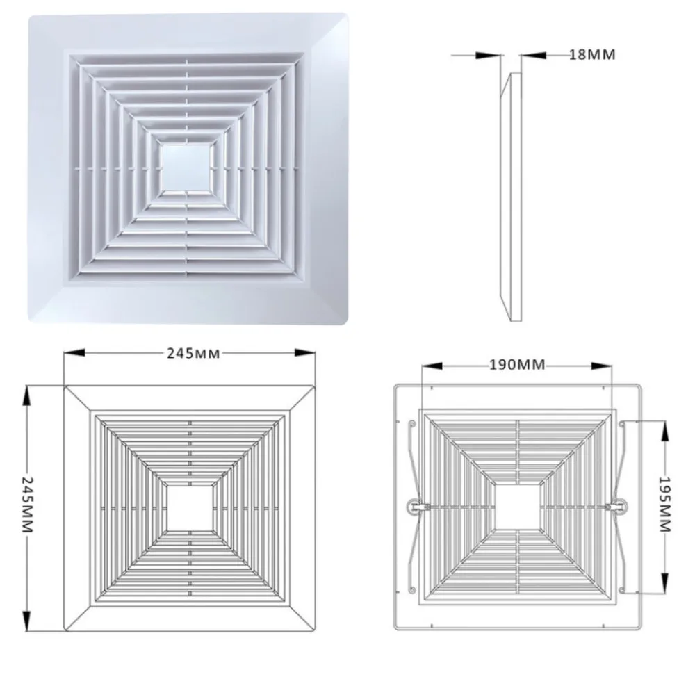 

Новая квадратная белая решетка для вытяжного вентилятора с пружинным креплением, для потолка или стены