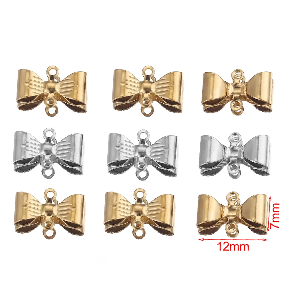 20pcs Stainless Steel Gold Plated Bow Spacer Charms Connectors for DIY Necklace Bracelet Handmade Jewelry Making Accessories
