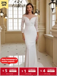 RCHP-Robe de Mariée Élégante en Dentelle Blanche, Sexy, Sirène, Tulle, Col en V, Dos aux, Tenue de Soirée Formelle, Manches sulf, 660