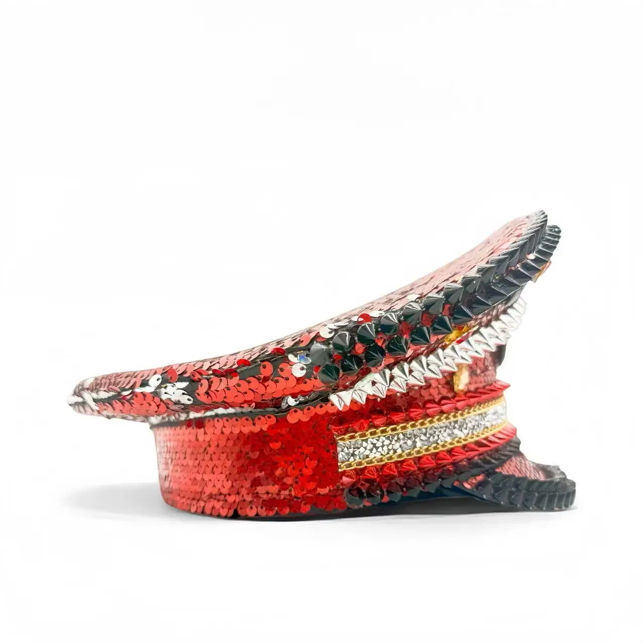 หมวกแฟนซีงานเทศกาลดนตรีหงหลวน หมวกกัปตันประดับเพชรสำหรับงานคาร์นิวัล ผู้หญิง คอสเพลย์ เครื่องประดับสำหรับผู้หญิง