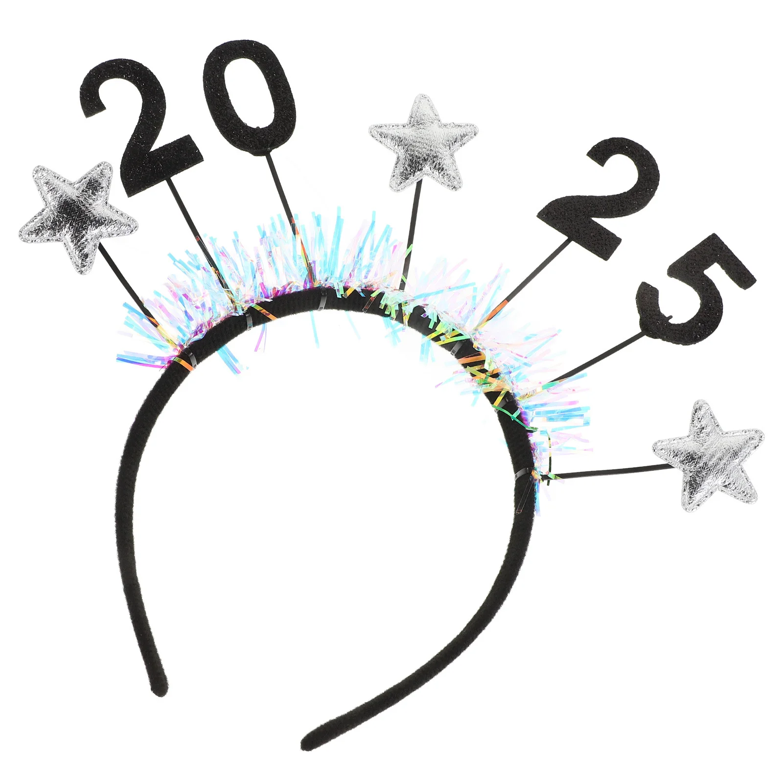 

New Year Headband 2025 Silver Glitter Star Garland Tinsel Tiara Hair Accessories Xmas Party Supplies New Years Celebration