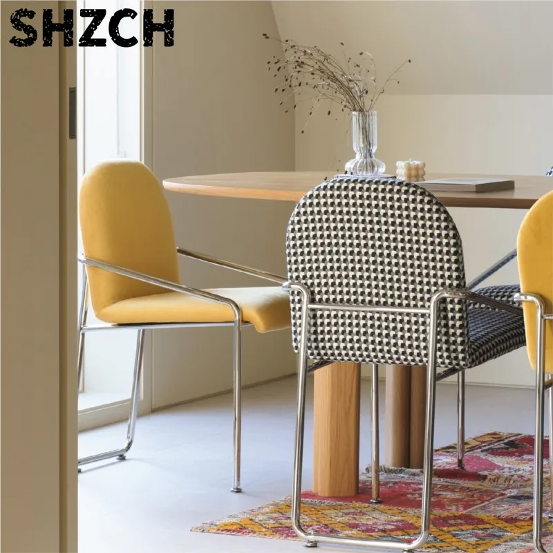 Joylive Furniture Dining Chair Stainless Steel Backrest Soft Package Thick Cushion Chairs for Living Room Coffee Shop