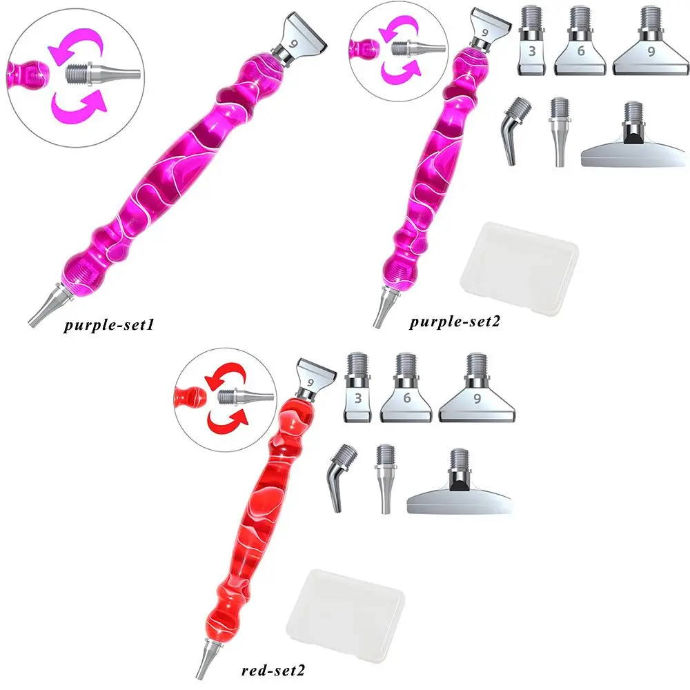 Resina Diamond Painting Pen, Acessórios de costura, ponto cruz, Multi-placer Ponto Drill Pen, Alloy Replacement Pen Heads