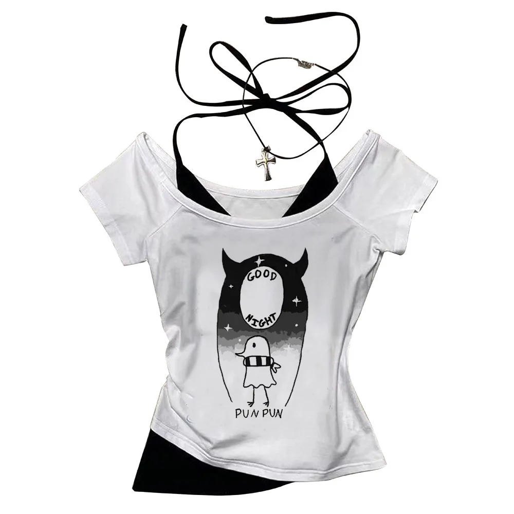 Oyasumi Goodnight Punpun crop top girl cute vintage grunge harajuku top tees streetwear harajuku emo clearance sales