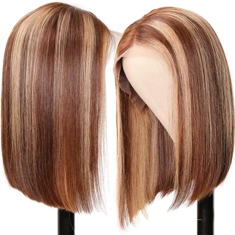 Highlight Wig Human Hair Bob Wig Pre Plucked Short Straight Bob Wig Lace Front Human Hair Wigs Piano Cheap Wig On Clearance Seal