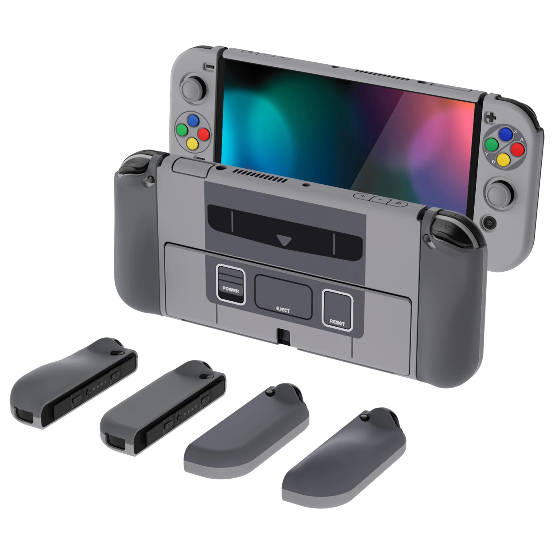 PlayVital AlterGrips Split Design Etui ochronne Ergonomiczna twarda obudowa do przełącznika NS OLED - SNES Classic EU Classic Styles